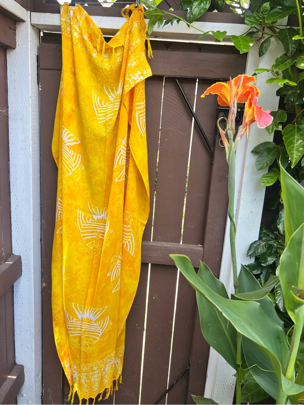Bright Yellow Printed Beach Sarong